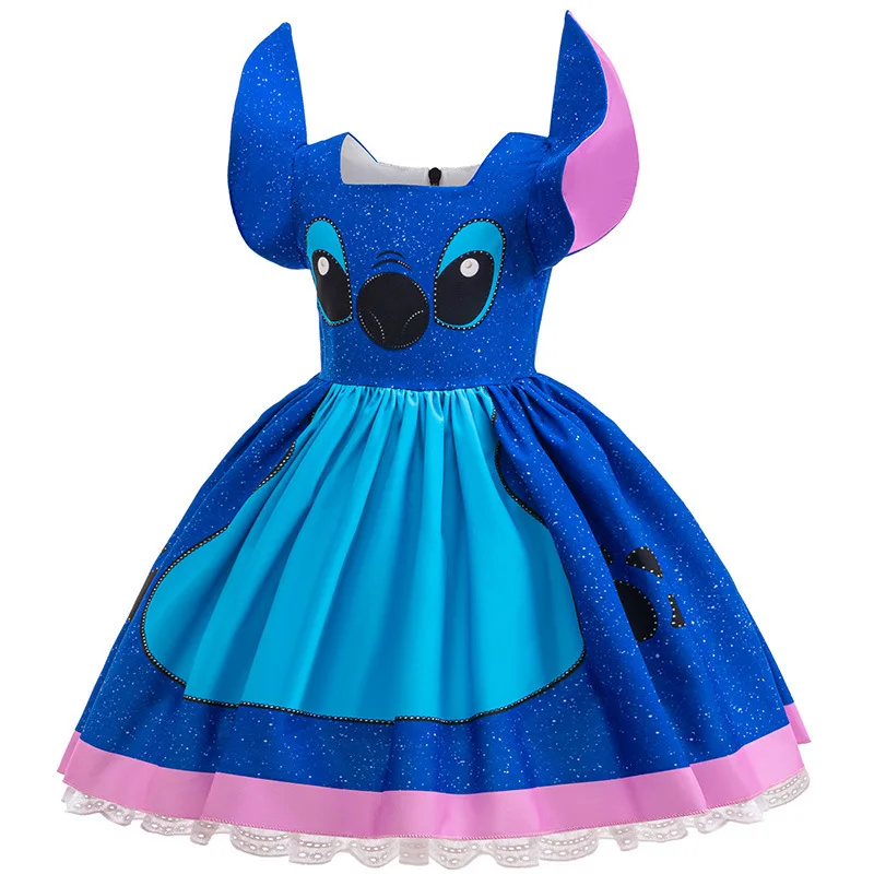 Movie Sttitch Cosplay Princess Dress for Girls Cospaly Carnival Party Cartoon Clothes Kids Festival Disguise Dress Up Outfits