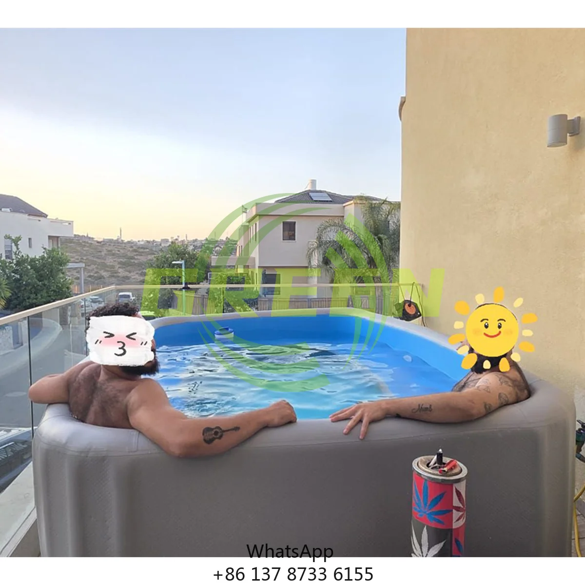 Large Swimming Pool Inflatable For Outdoor For Backyard Party Strong Outdoor Green Inflatable Spa Pool