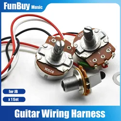 1set Guitar Bass Wiring Harness Prewired 3 Way Toggle Switch Control 250k 1T 1V Pots Tone Volume for Electric Bass Guitar