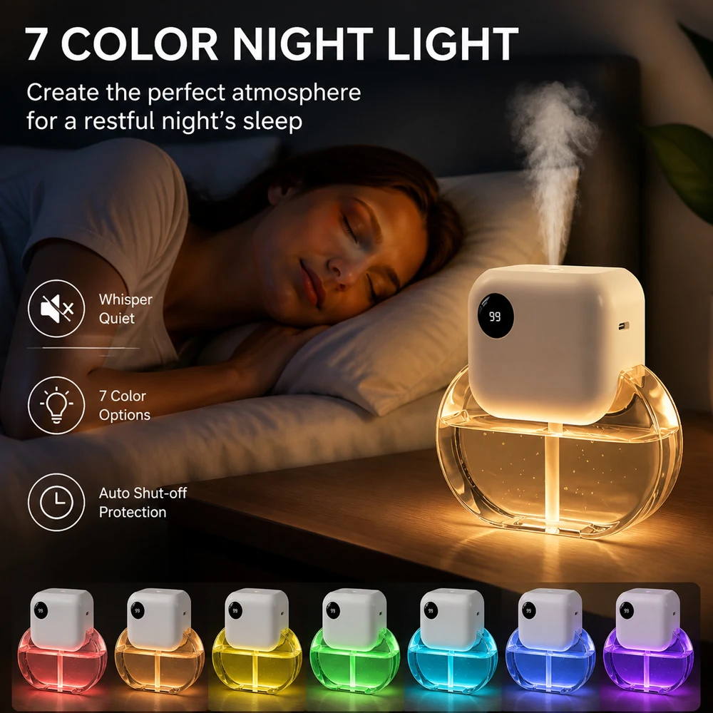 Waterless Essential Oil Diffuser with Colorful Lights 6 Modes 170ml Scent Oils Aromatherapy Diffuser for Home Bathroom Office