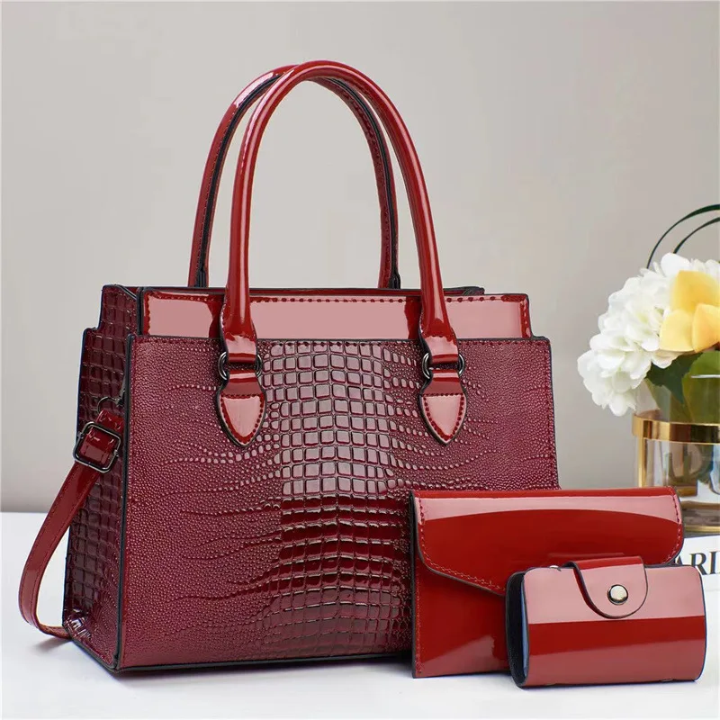 2024 summer new women's bag large-capacity fashion versatile crocodile pattern handbag atmospheric practical messenger shoulder