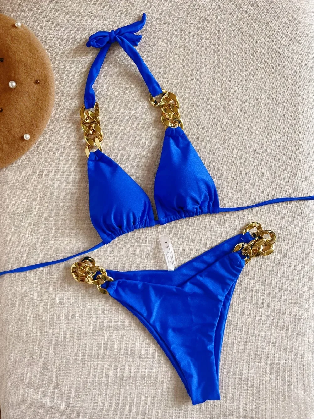 2025 New Sexy Push Up Bikini Micro Chain Summer Soft Fabric Entry Luxury Swimsuit Women Two Pieces Set Strój kąpielowy plażowy