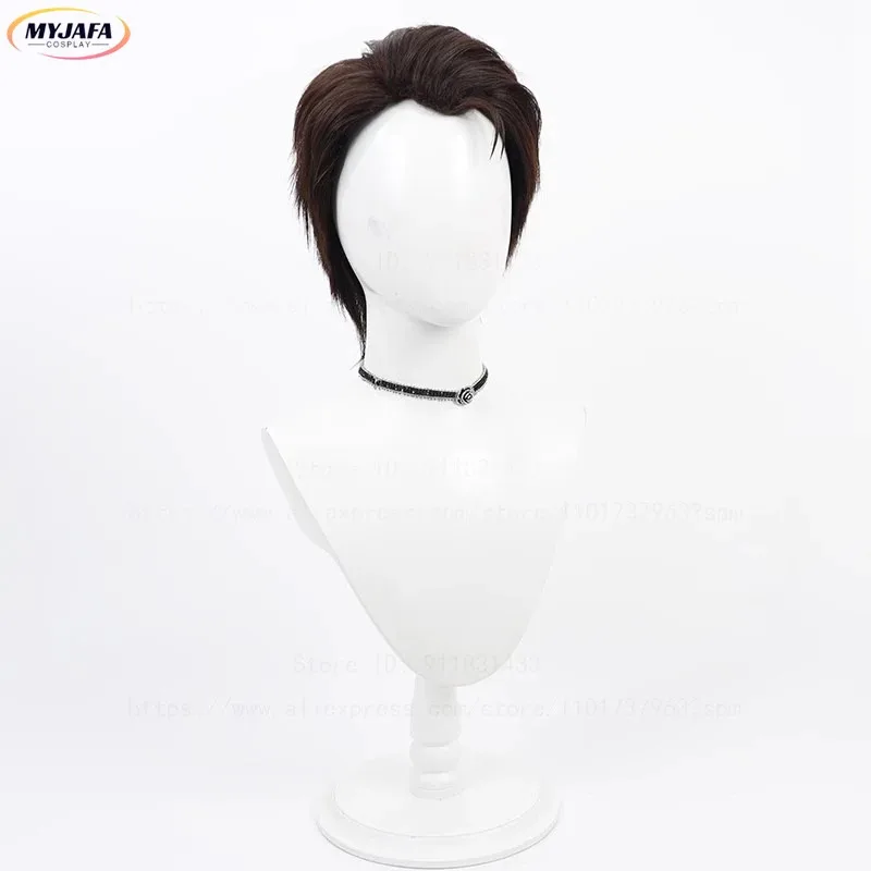 Arcane:LOL Jayce Talis Parrucca Cosplay Corta Marrone Resistente al calore Capelli sintetici Halloween Anime Jaycee Giochi di ruolo Parrucche + Protezione parrucca