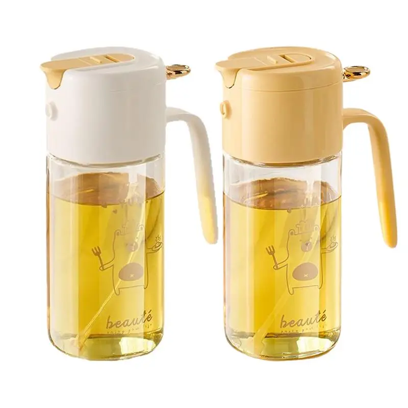 Botella pulverizadora de aceite de oliva, botella de vidrio de 550ml, pulverizador de botella de aceite, anillos de sellado integrados, utensilios de cocina para barbacoas en el hogar y al aire libre