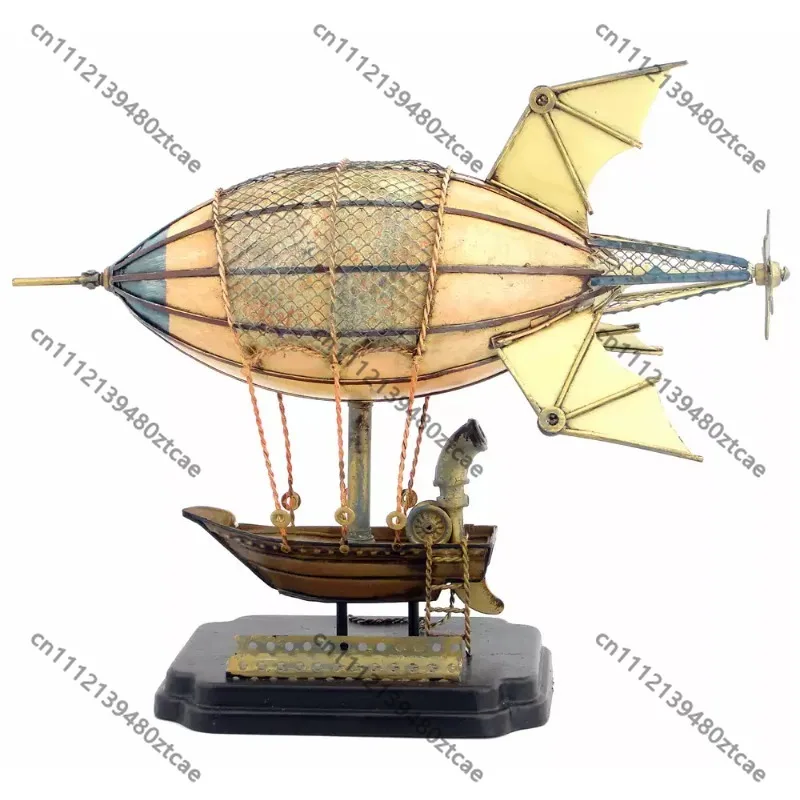 Handmade Vintage Iron European Old Airship Model Ornament, Decor for Bar, Restaurant, Window & Home