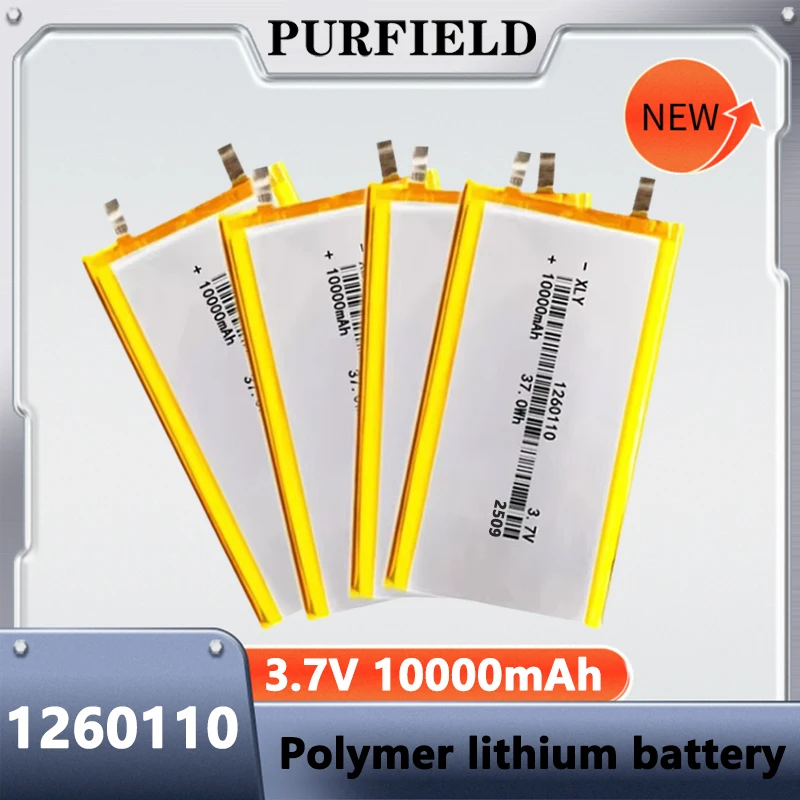 Baterías de polímero de litio de 3,7 V, 10000mAh, 1260110, células recargables Lipo li-po para banco de energía, portátil, luces de Camping Diy