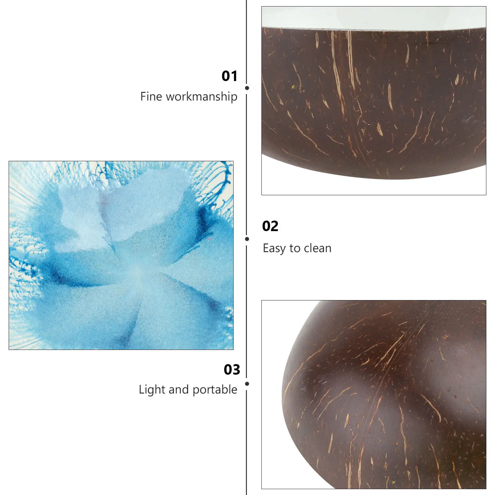 Coconut Shell Bowl Premium Material Structure Home Decoration Portable Lightweight Easy Clean Unique Pattern Multiuse