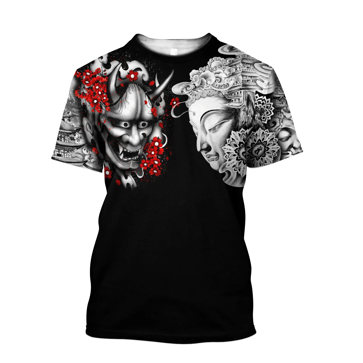 Fashion Cool Samurai Mask graphic t shirts Summer New 3D Printed Men T-shirts Personality Casual Round Neck streetwear Tees Top