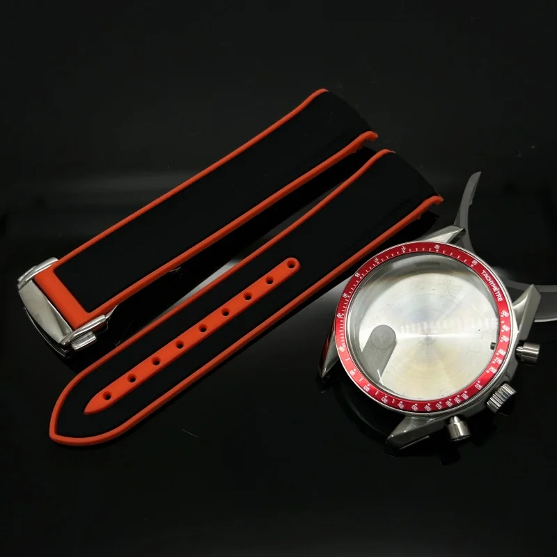 Multifunctional 39.7mm Speedmaster Watch Case 18mm Watch Clasp for Seiko VK63 Quartz Movement with Bezel 20mm Silicone Straparts