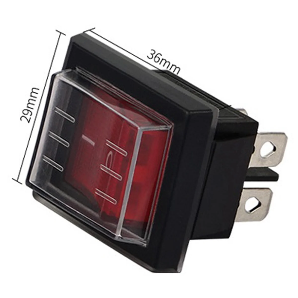 1PC 36X29Mm SPST 4 Pin Waterproof Boat Rocker Switch for Industrial Vacuum Cleaners with Waterproof Cover