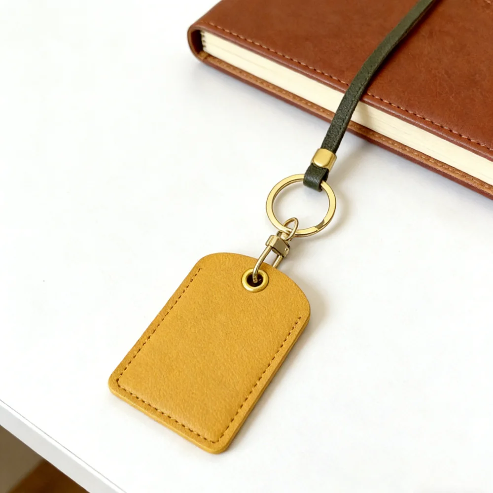 

Cute Ins Style PU Leather RFID Keychain Fob Protector Access Control Cards Cover with Key Ring Wholesale Door Entry Card Holder