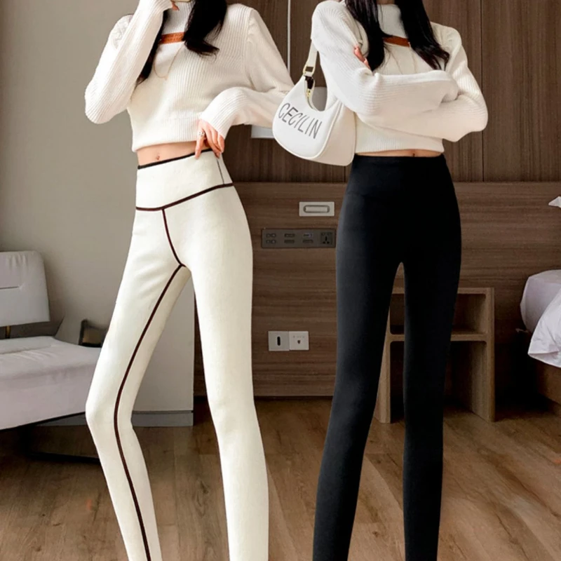 Automne hiver décontracté femmes sous-vêtements thermique épaissir taille haute polaire serré chaud pantalon cachemire pantalon pour femmes Leggings