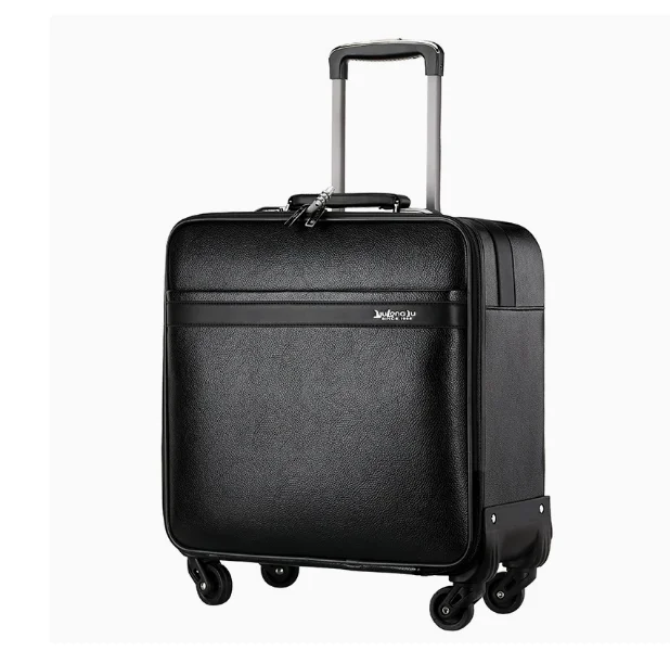 

Business Spinner Suitcase Set 4 Wheels PU Leather Rolling Luggage Suitcase 18 Inch Business Carry-On hand Rolling Suitcase