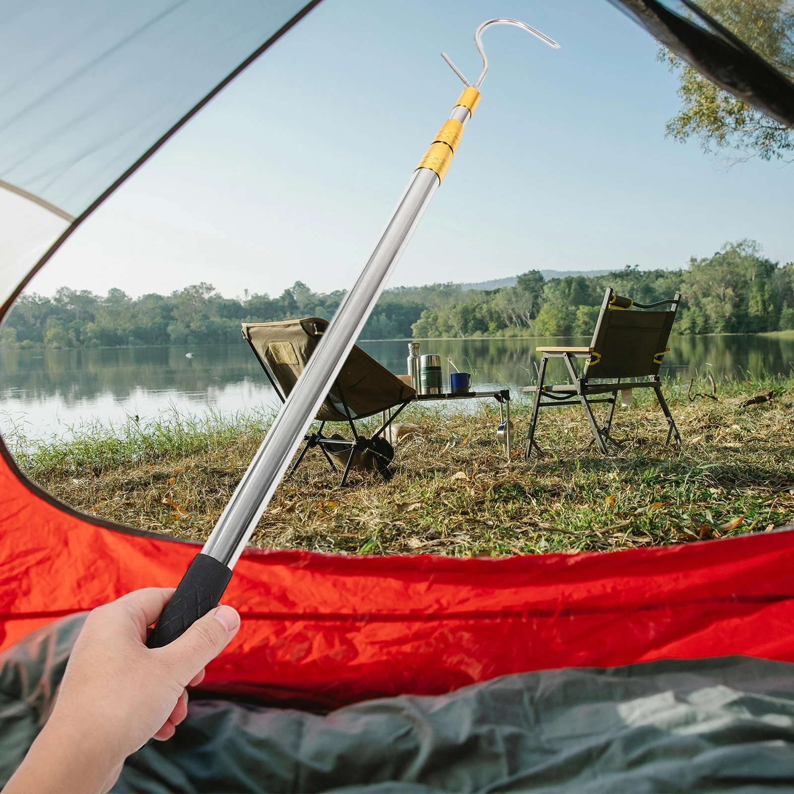 

Adjustable Rv Awning Pull Rod Telescoping Sunshade Crank Handle Hook Easy Extension Retraction Portable Camping Tool Universal