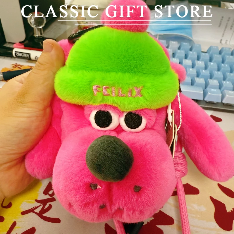 Original Creativity Cartoon Pink Dog Bag Cute Soft Plush Doll Girls Gift  Coin Purse Plush Toy Backpack Girls Birthday Gift