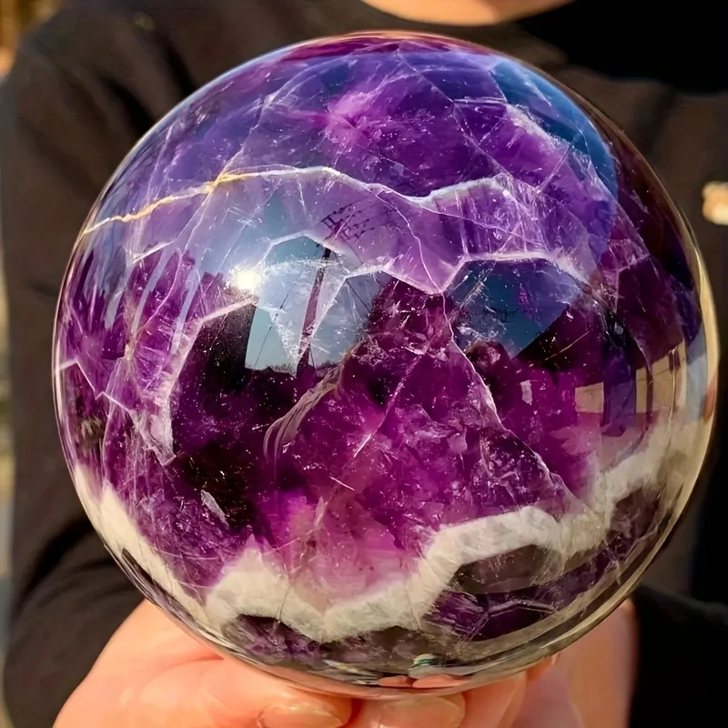 One Dreamy Purple Ball - Deep purple marble texture, smooth spherical design, perfect for home and office décor, aquariums