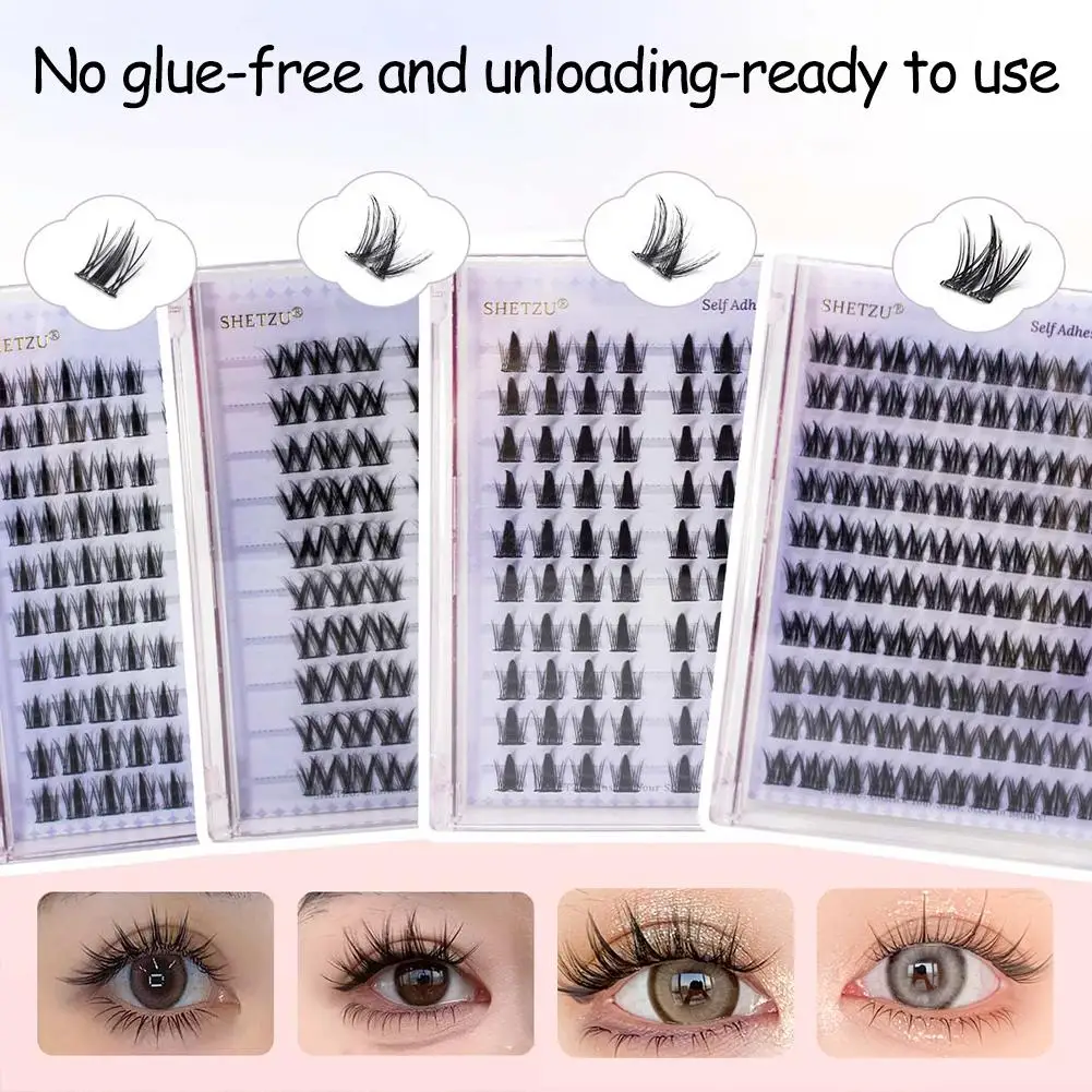 Glue-free Self-adhesive False Eyelashes Natural Single Cluster Manga Lashes Extension DIY Eyelashes Korean makeup tools