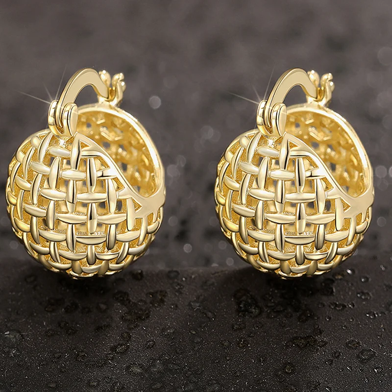 Huitan Gold Color/Silver Color Women Metal Hoop Earrings Ball Design Trendy Accessories Jewelry for Party Daily Wedding