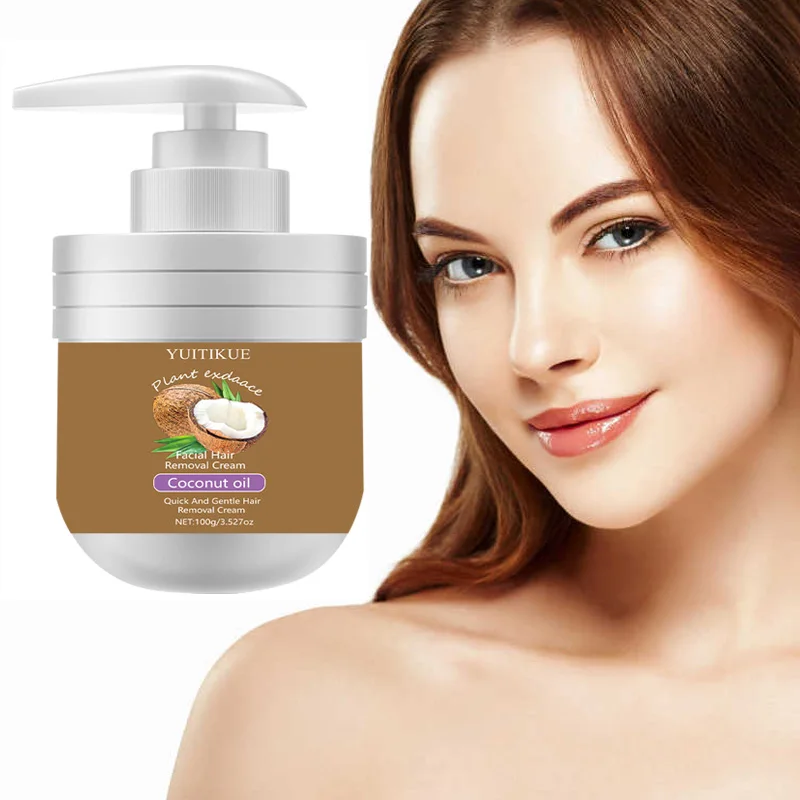 Facial Hair Removal Cream 100g - Quick & Gentle with Coconut Oil, for Lip Hair, Smooth Non-Sticky, Leaves No Black Spots image 2