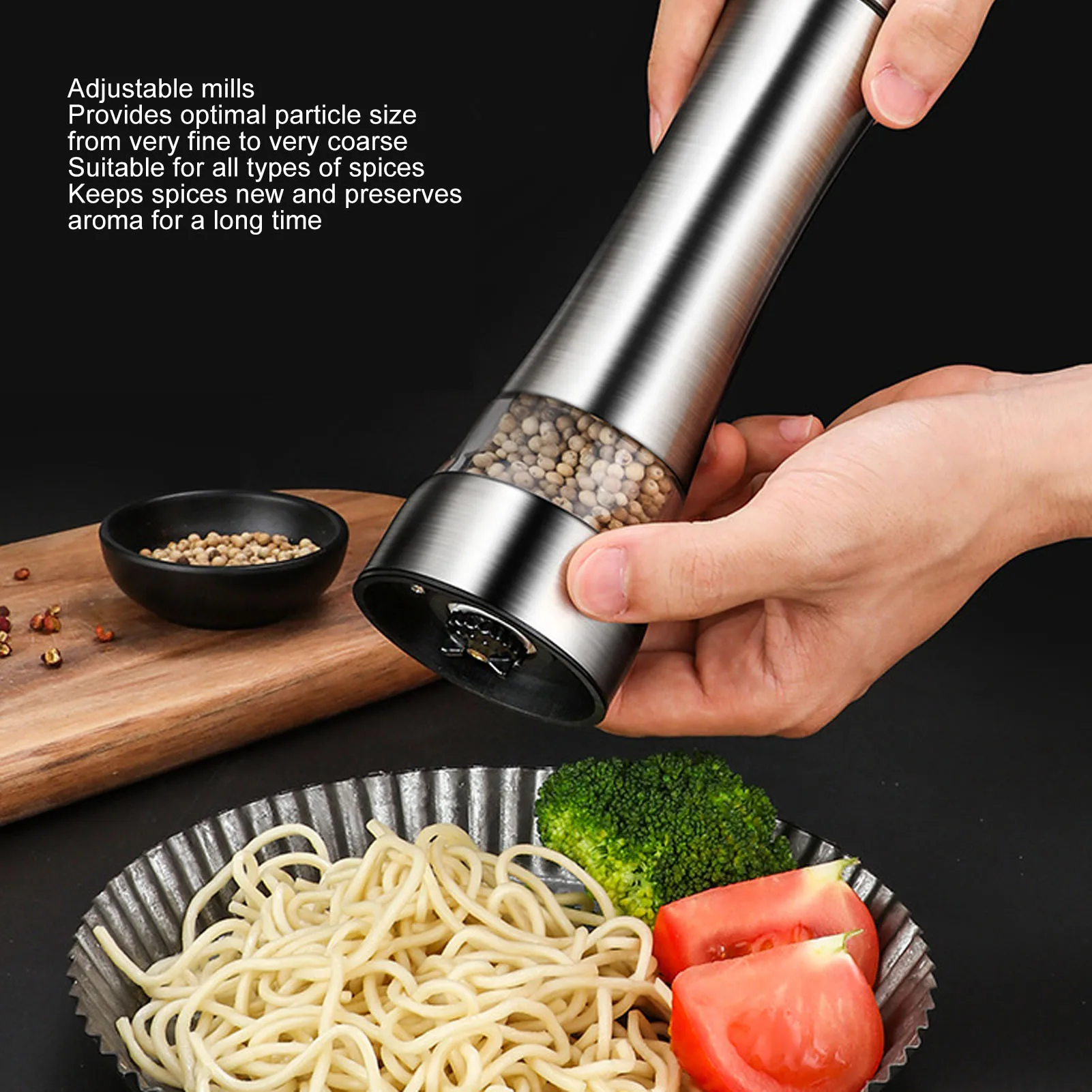 Manual Pepper Grinder Stainless Steel Adjustable Pepper Herbs Mills Home Kitchen Supplies