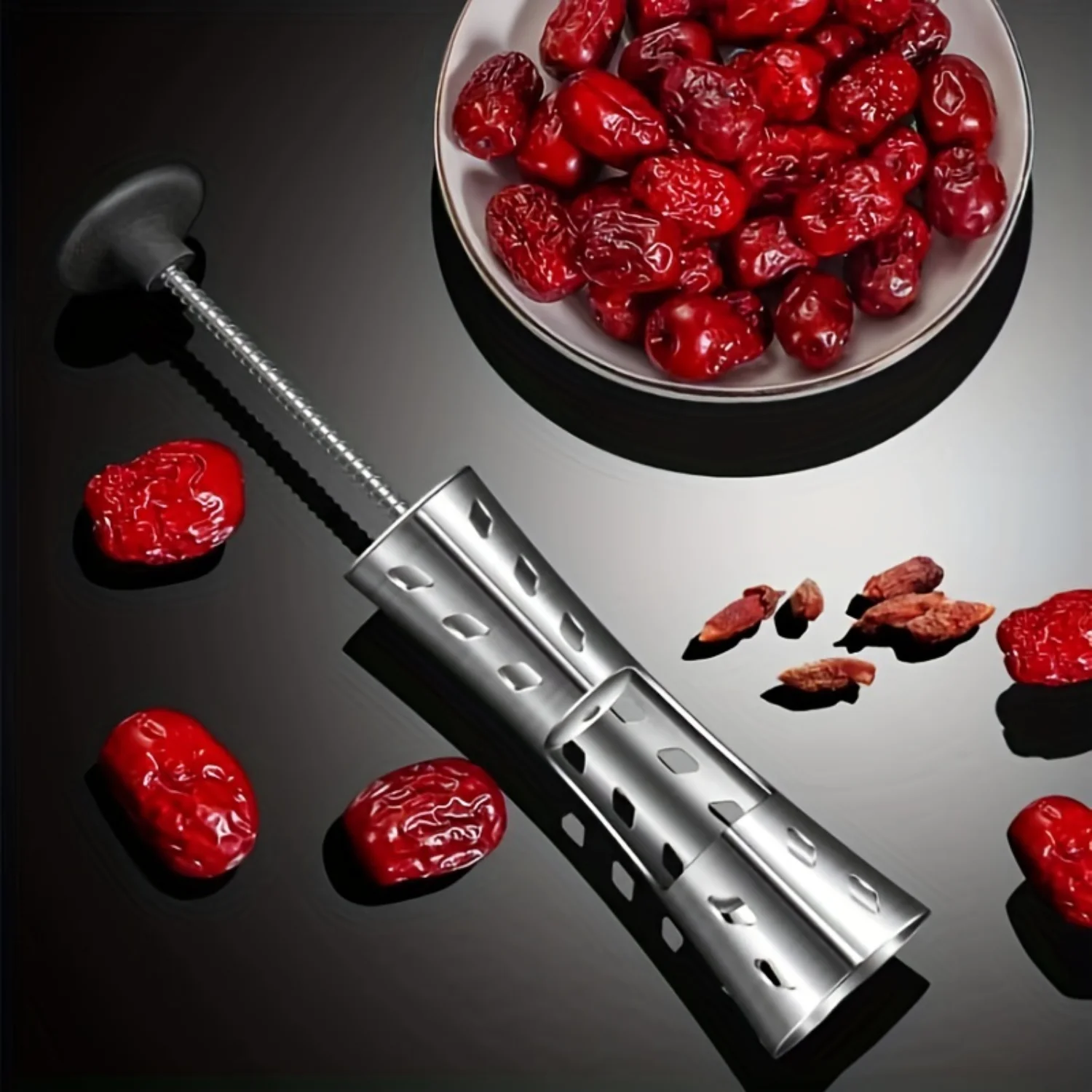 Removedor de núcleo de Jujube, Corer de frutas reutilizable para cereza, Espino, utensilio apartamento y esencial para dormitorio universitario, Living-Off, 1 unidad