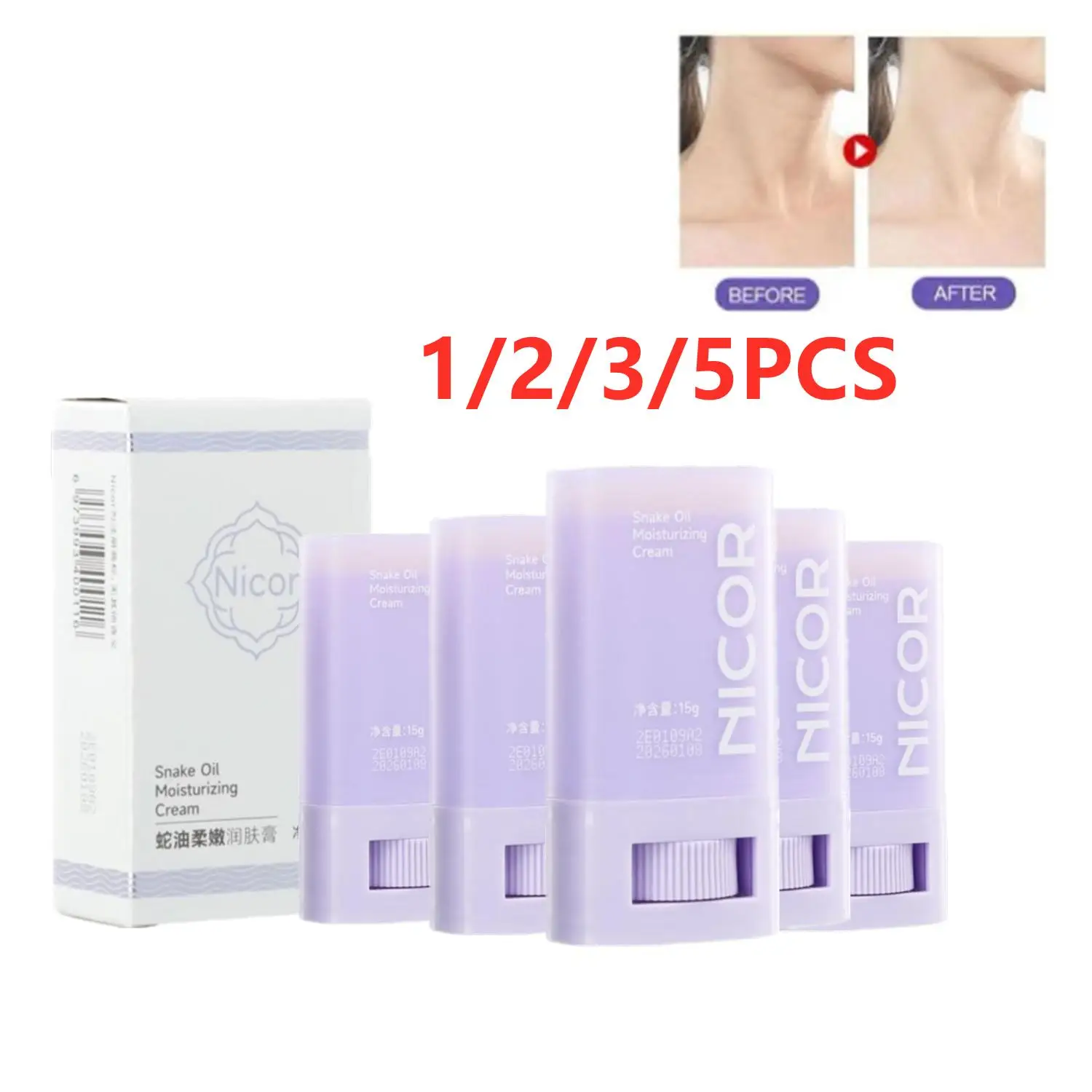 

1/2/3/5PCS Skin Lifting Moisturizing Balm Stick Snake Oil Cream For Body And Face Deep Nourishing Skin Care Supplies For Women