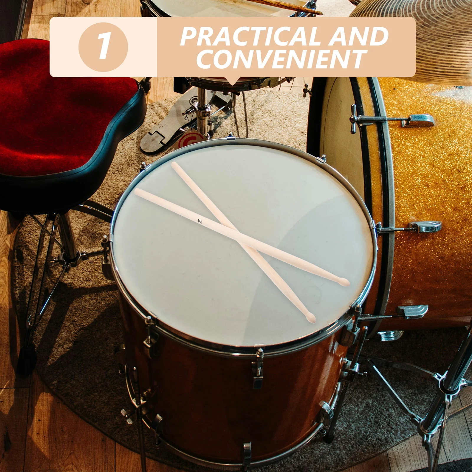 

1Pair Oak 5a Drum Sticks Smooth Surface Comfortable Grip Professional Size Wooden Percussion Drumsticks Stage Performance Drum