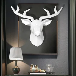 MGT-American Deer Head Wall Hanging Rack, Key Hook, Elephant Sculpture Statue, Sucker, Living Room, Bedroom, Coat Rack, Key Hook