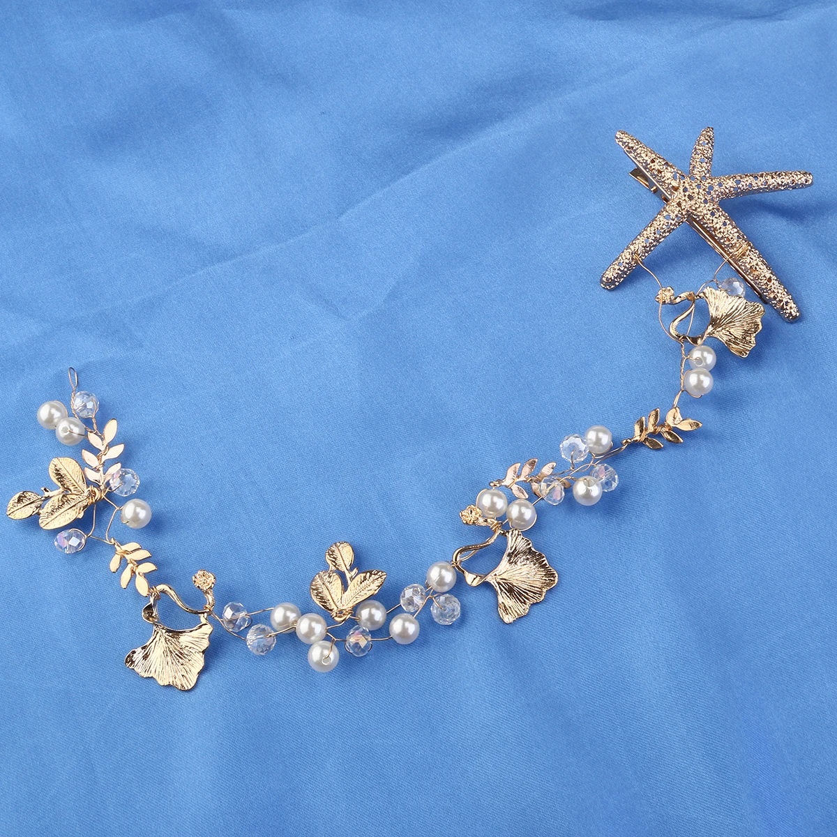 

Hair Chain Accessories Pearl Leaf Design Wedding Prom Party Occasions Headpiece Hairpin Brial Leaves Clip Elegant Charm