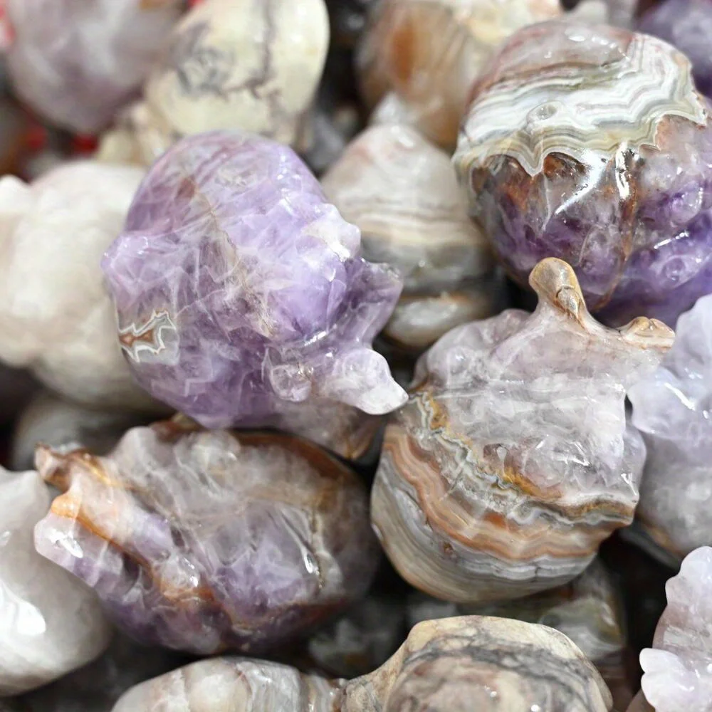 

1pAmethyst Lace Agate Crystal Heart Carving – Intricate Anatomical Detail, Crystal Home & Garden Decor, Perfect Gift for Couples