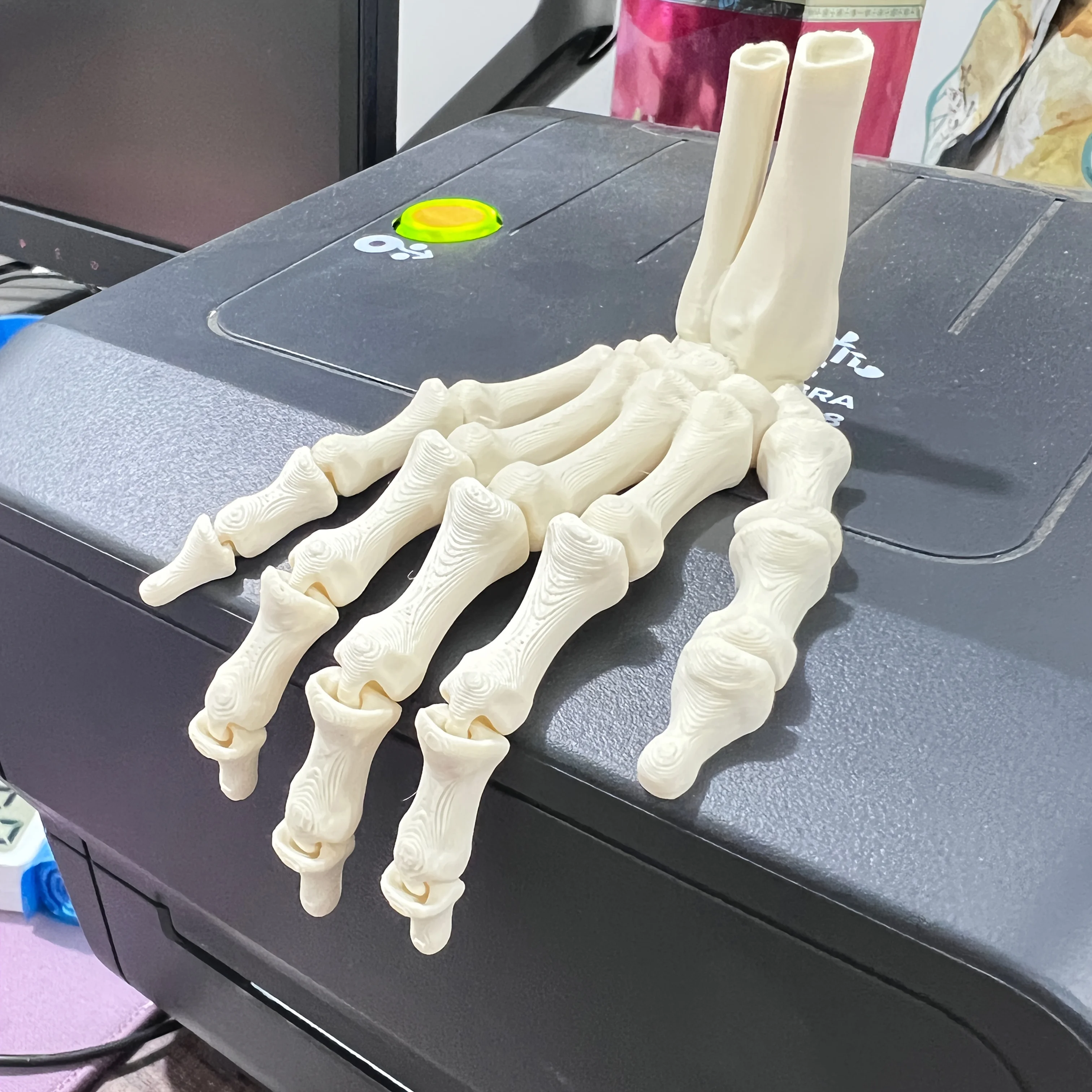 طقم مكون من قطعتين - زينة عظام يدوية مطبوعة ثلاثية الأبعاد، ديكورات الهالوين، بطول 9.3 سم، مصنوعة من مادة PLA، يمكن استخدامها للديكور