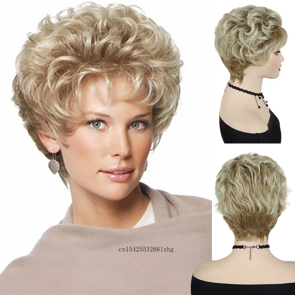 

GNIMEGIL Synthetic Women's Wigs Curly Short Wigs for Women Blonde Ombre Wig Female Daily Cosplay Grandmother Mommy Wig Natural