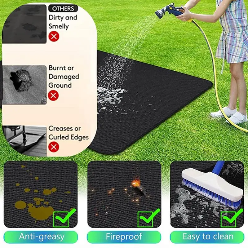 Grilling Mats For Outdoor Grill Outdoor Barbecue Fireproof Under Grill Protective Mats Portable Foldable Fire Resistant Pad