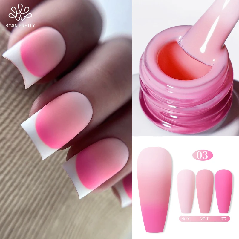 

BORN PRETTY Thermal Nail Gel Polish Vernis Semi Permanent 10ml 3 Layers Gradient Pink Soak Off Temperature Color Changing Gel