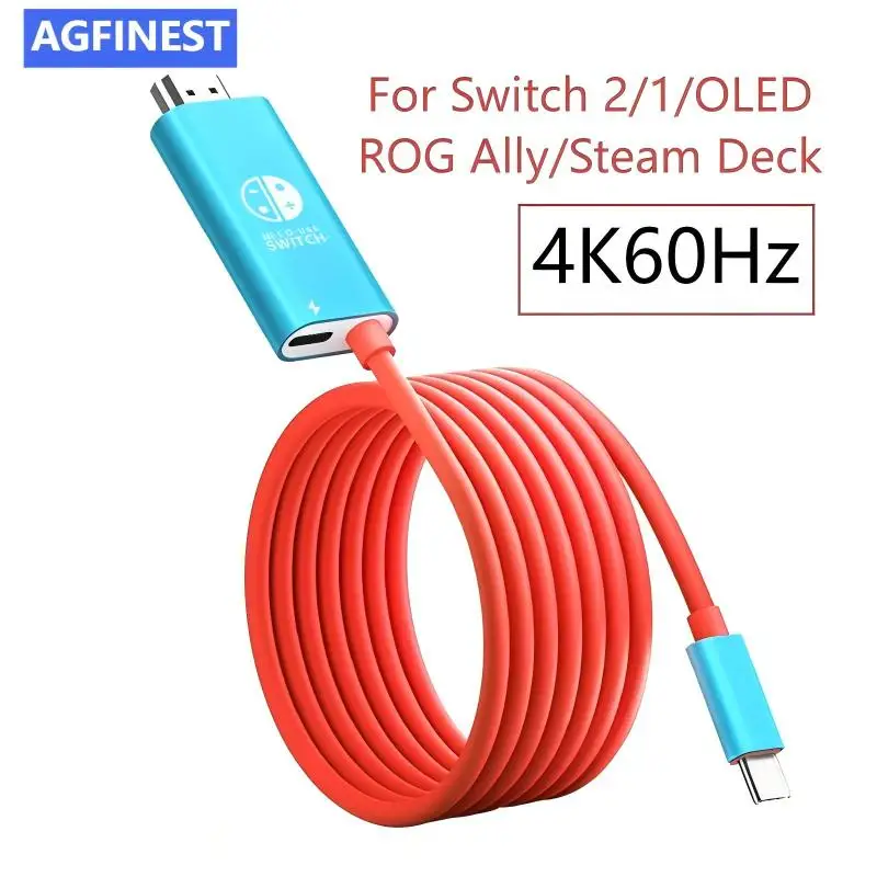 

New 4K Switch 2 HDMI Cable USB C to HDMI Cable Adapter 4K 60Hz HDR PD 60W for Switch1/ 2 OLED PS4/5 laptop SteamDeck ROG Ally