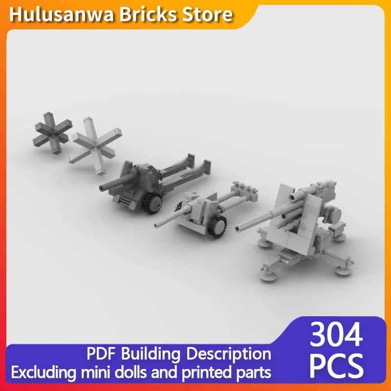 WW2 Military Artillery Pack Model MOC Building Bricks War Equipment Modular Technology Gifts Holiday Assemble Children Toys Suit