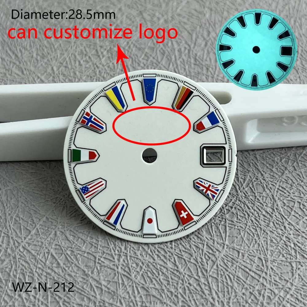 28.5mm NH35 dial German British French Italian flags dial fit NH35 automatic movement watch accessories support customized logos