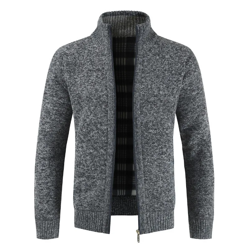 Men's Jacket 2025 Autumn and Winter New Plush and Thickened Stand Collar Jacket Half High Neck Knitted Cardigan Sweater for Men