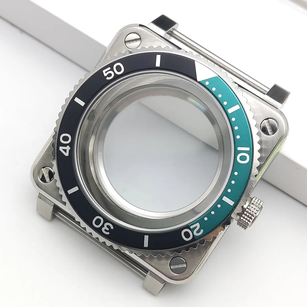 Fashions 42mm 007 Square Pilot Case For NH34 NH35 NH36 Movement Sapphire glass 28.5mm Dial Stainless Steel  Luxury Wacth Cases