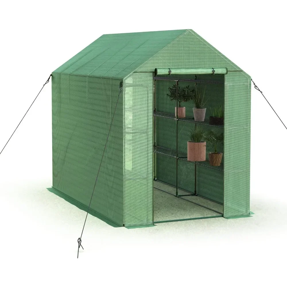 

Indoor Outdoor Portable Zipper Greenhouse Tall With Roll Up Doors & Cover Green House Kits to Build for Outside Winter Garden