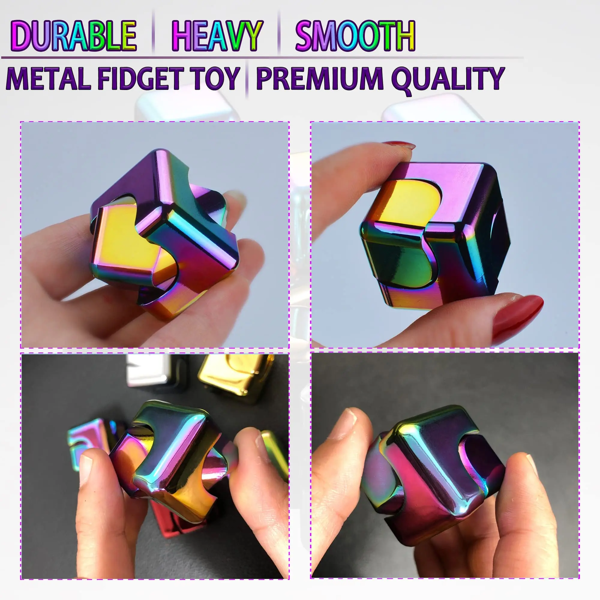 Metal Square Fidget Spinner Antistress EDC Fingertip Toys Stress Relief Hand Magnetic Spinning Top Anti-Anxiety Spiner Kids Toys