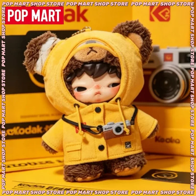POP MART Hirono X Kodak Click Bear Vinyl Plush Keychain with Hang Card Genuine Collectible Toy Trendy Blind Box Gift for