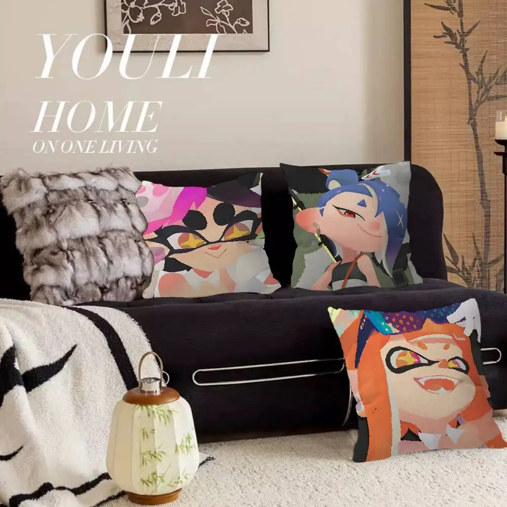 S-Splatoon-Three Cushion Cover Pillowcase Upholstery Sofa Throw Pillow Home Decor Pillowcas