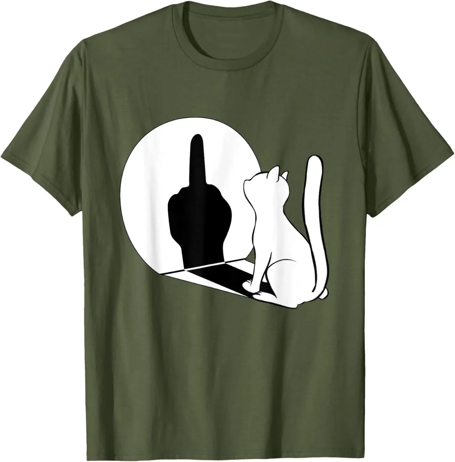 Middle Finger Cat Statement Cat Funny Gift T-Shirt Regular Short Sleeve Tops O-neck Men's Cotton T-shirt Cotton Summer Shirts
