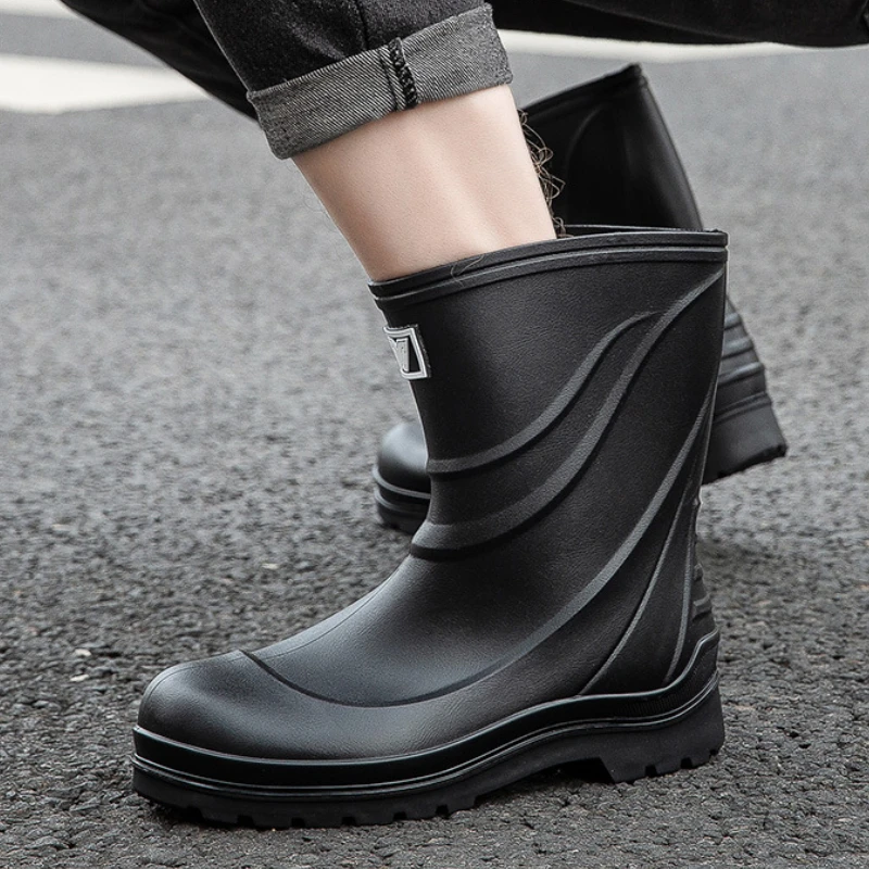 Water Men Boots Rubber Shoes Waterproof Work Safety Galoshes Husband Fishing Rainboots Male Kitchen Shoes Oil-proof Non-slip