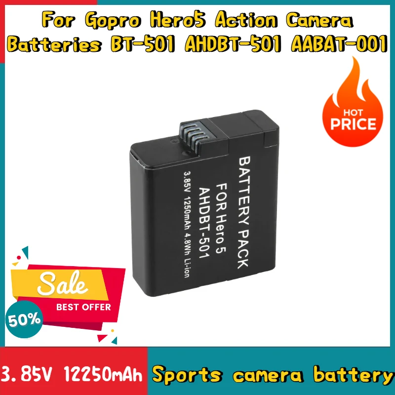 

3.85V 12250mAh Suitable for Gopro Hero5 Action Camera Batteries BT-501 AHDBT-501 AABAT-001