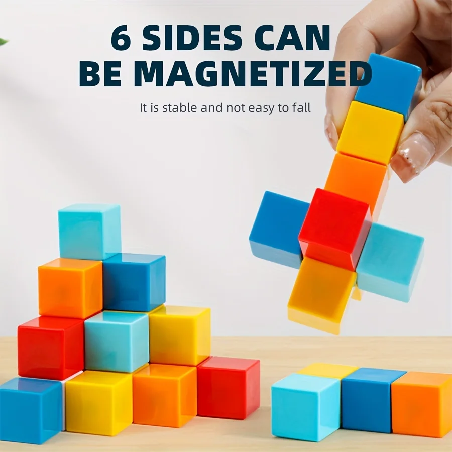 Magnetische Kubus Tegel Kinderspeelgoed Magnetische Vierkante Bouwstenen Peuters Voorschoolse Leren Zintuiglijke STEM Speelgoed Montessori Speelgoed