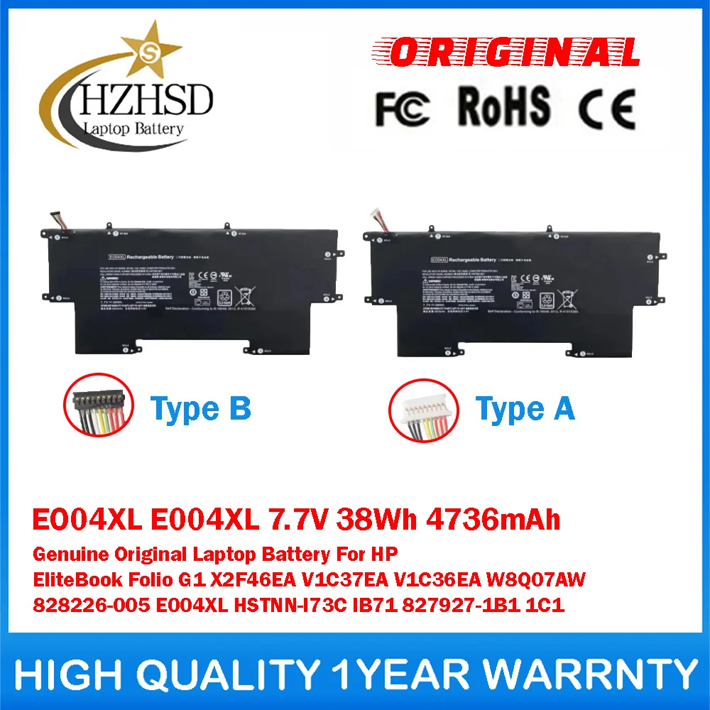 

EO04XL E004XL 7.7V 38Wh 4736mAh Genuine Original Laptop Battery For HP EliteBook FolioG1 X2F46EA V1C37EA/36EA W8Q07AW 828226-005