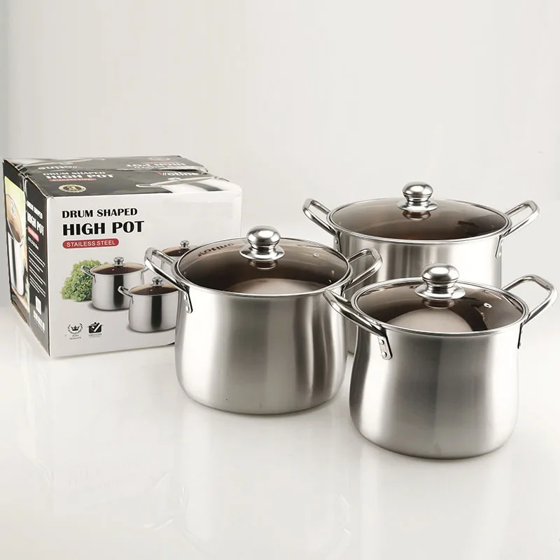 Stainless steel inflated high soup pot 6PCS set pot, soup pot, household porridge, braised pot, gas induction cooker universal