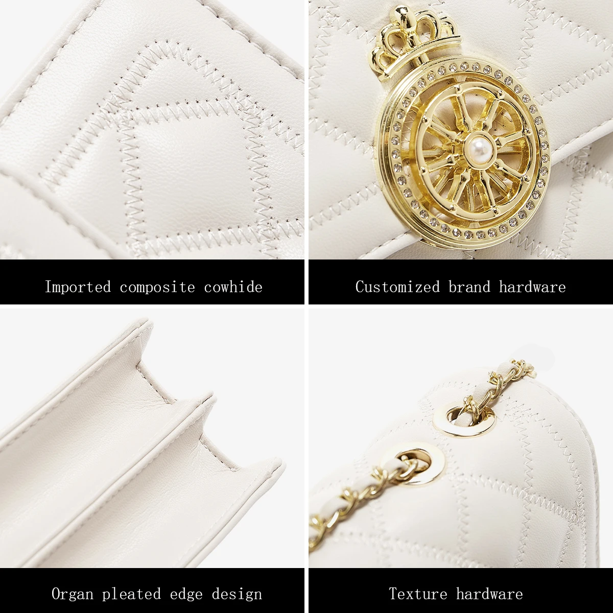 FOXER Split Leather Women\'s Shoulder Bag 2026 New Female Chain Flap Bag Light Luxury Crossbody Bag Best Gift for Mom,Lover